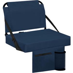 Stadium Seat for Bleachers with Back Support and Wide Padded Cushion Stadium Chair - Includes Shoulder Strap and Cup Holder (Navy-1 Pack)