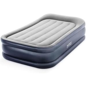 Intex 64131ED Dura-Beam Plus Deluxe Pillow: Fiber-Tech – Twin Size – Built-in Electric Pump – 16.5in Bed Height – 300lb Weight Capacity
