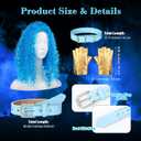 4 Pcs Halloween Costume Accessory Blue Curly Wig and Leather Choker PU Leather Belt Punk Gloves for Women Adult Cosplay