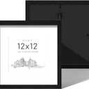 Picrit 12x12 Picture Frame Set of 2, Solid Wood and Black Backboard, Displays 8x8 with Mat or 12 x 12 Without Mat, Wall Mounted, Multi-Piece Wall Gallery Photo Frames for Home Decor, Black Wood Grain
