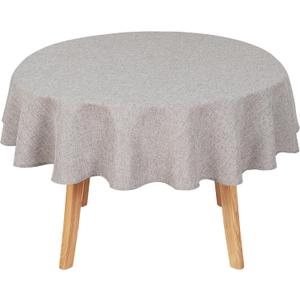 Hiasan Round Linen Table Cover 70 Inch - Wrinkle and Stain Resistant Washable Polyester Fabric Table Cloth for Dining Room Kitchen Party, Stone