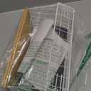 White Fruit Bowl Wire Basket Storage Pantry Fruit and Vegetable Storage Fruit Basket for Kitchen Counter Stackable Wall Mounted Hanging Basket Wire Basket with Wood Lid with Hanger Hooks (1x Medium)