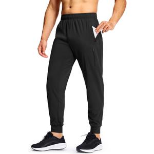 Men's Athletic Joggers Sweatpants with Zipper Pockets Running Gym Track Workout Pants for Men (Black, XS)