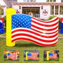 6FT Long Patriotic Independence Day 4th of July Inflatable Outdoor Decoration, American USA Flag, Built in LED Lights Blow up Fourth of July Decor for Holiday Party Garden Yard Lawn