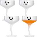 Baderke 4 Pcs Ghost Margarita Glasses 13 oz Halloween Ghost Wine Glasses Reusable Cocktail Drinking Cups for Halloween Holiday Party (Frosted)