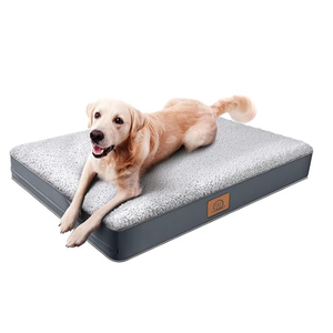 Sunheir Orthopedic Dog Bed for Large Dogs and Extra Large Dogs, XL Waterproof Dog Bed with Removable Washable Cover & AntiSlip Bottom, Crate Bed, Deluxe Plush Pet Bed Mat, LPlus(36"X27"X3"), Grey