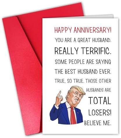 CSMOSJgreetings Trump Anniversary Card for Husband Him, Funny Anniversary Card from Wife Her, You are a Great Husband
