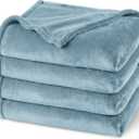 PHF No Shed No Pilling Fleece Blankets King Size -Ultra Soft Lightweight & Cozy Bed Blanket, Plush Anti-Stati Microfiber, Room Home Decor Gifts for Women and Men, 108" x 90", Dusty Blue