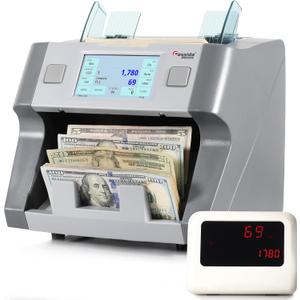 Cassida 8800R V2 USA Premium Bank-Grade Mixed Denomination Money Counter Machine, Advanced Counterfeit Detection, Multi-Currency, Includes External Display, Printing Enabled