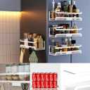 Spice Rack Wall Mount with Hooks - Spice Racks Organizer for Cabinet Storage, Wall Mounted Hanging Shelf Seasoning Organizer, for Kitchen, Pantry Door, Bathroom (White, 2 Pack)