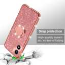nancheng for (6.5-inch) Motorola Moto G Play 2024 Phone Case Girls Women Cute Glitter Luxury Soft Silicone Clear Case with Ring Stand Strap Lanyard Shockproof Protection Cover - Rose Gold
