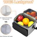 Insulated Lunch Box Dual Compartment Lunch Bag Leakproof Cooler for Men Women with Adjustable Strap,for Work, Picnic, Beach, Camping, TravelBlack Grey-12L