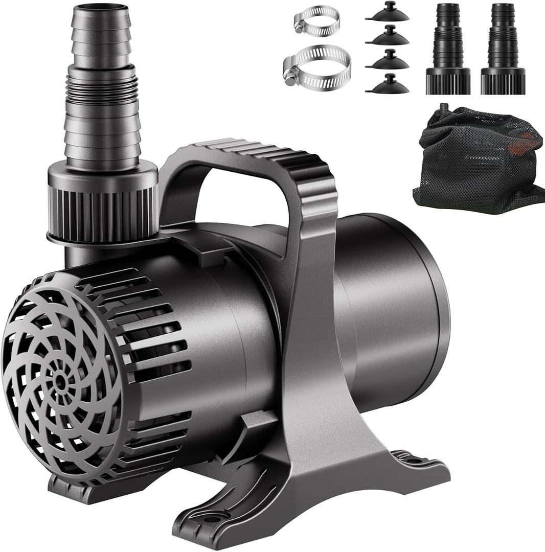 OYO Water 175W 3000 GPH Pond Pump, High Flow Heavy Duty Submersible Water Pump for Large Ponds, Fountains & Waterfalls, Ultra Quiet, Submersible & Inline Use, 20.3 ft Power Cord, Includes Filter Bag