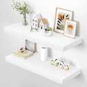 Dreamland 36" Floating Shelves for Wall, 12" Deep Thicker White Floating Shelves, Wall-Mounted Shelves for Bedroom, Living Room, Kitchen, Bathroom - Set of 2