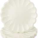 NatNarr 30 Pcs Ivory Paper Plates 9.5 In Scalloped Party Plates Disposable Heavy Duty Dinner Plates with Shell Edge Cream Plate for Wedding Baby Shower Birthday Party