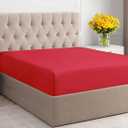 Twin XL Fitted Bed Sheet - Bottom Single Fitted Sheet Only - Ultra-Soft Hotel Luxury Bedding w/ 8-16 Inch Deep Pockets - Breathable, Cooling & Wrinkle Free - Easy-Care, Fade & Shrink Resistant - Red