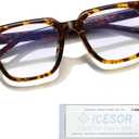 Oversized Square Blue Light Glasses for Woman Men fashion Reduce Eyestrain Protection for TV/Computer/Gaming (Amber Tortoise)