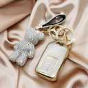 Key Fob Cover with Diamond Keychain, Car Key Shell for Women, Compatible with 2016-2022 Honda Accord Civic Pilot Ridgeline Passport Key Protector (5 Buttons-Silver Bear)