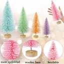 Soulchen 12 Pcs Pastel Mini Christmas Trees 4-10 Inch Pink Canyland Christmas Village Centerpieces Tables Decor Bottle Brush Xmas Sisal Trees with Wood Base for Xmas Tabletop DIY Craft (4 Size)