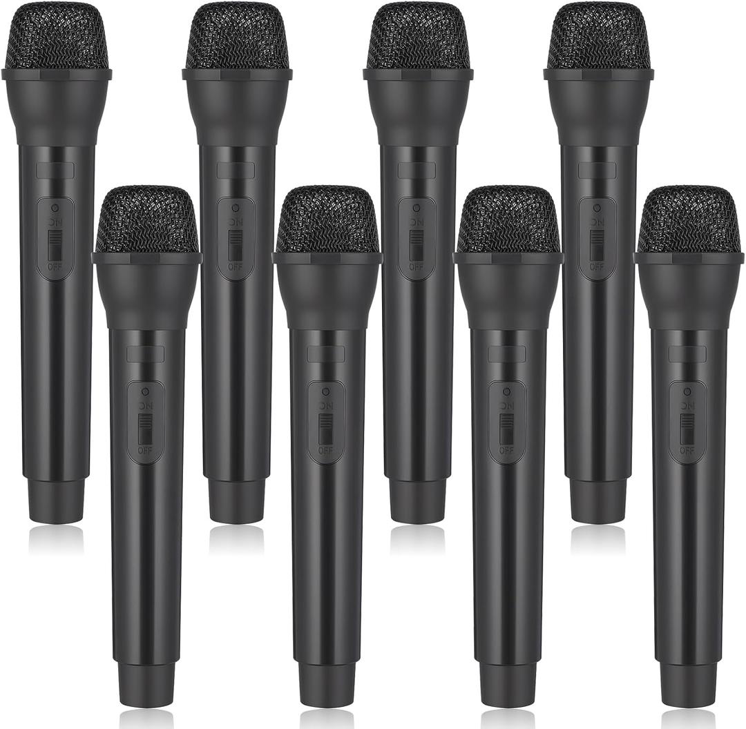 8 Pack Fake Microphone Prop Bulk Fun Stage Mics Toy Pretend Plastic Microphone Toy for Karaoke, Halloween, Stage Costume Favors, Birthday Party, Simulate Speech Practice