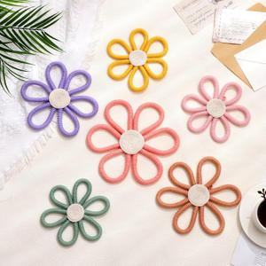 Barydat 6 Pcs Boho Nursery Decor Daisy Flower Woven Macrame Wall Hanging 3 Size Daisy Flower Wall Decor Bohemian Nursery Decorations for Home Dorm Art (Multicolor)