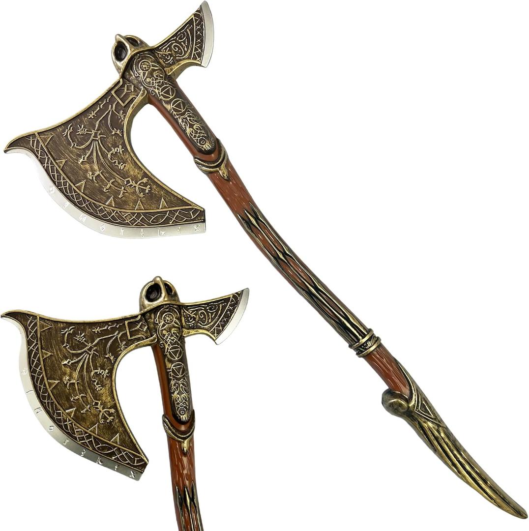 LALAPORT 36.5 Inch Fantasy Fully Upgraded God-War Viking Foam Axe Sword for Video Game, Cosplay Costume Prop, Collection, Gift. Prop 1:1 Replica, Medium