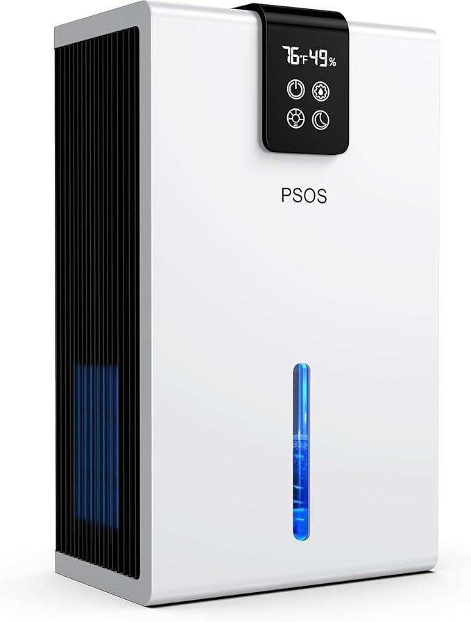 PSOS Dehumidifier, 98.56 oz Dehumidifiers for Basement, Dehumidifiers with Auto Shut Off, Portable Dehumidifier for Room with 2 Working Modes, 7 Colors LED Light