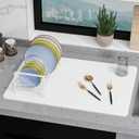 Large Stone Drying Mat for Kitchen Counter, 24"  16" Diatomite Dish Drying Mat, Quick Dry Stone Mats, Ultra Absorbent Natural Diatomaceous Earth Mats for Dished, Bottles, White