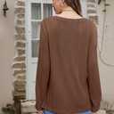Lafural V Neck Long Sleeve Shirts for Women Casual Fall Tops Lightweight Tunic Sweaters Fashion Clothes 2024 (Brown, XXL)
