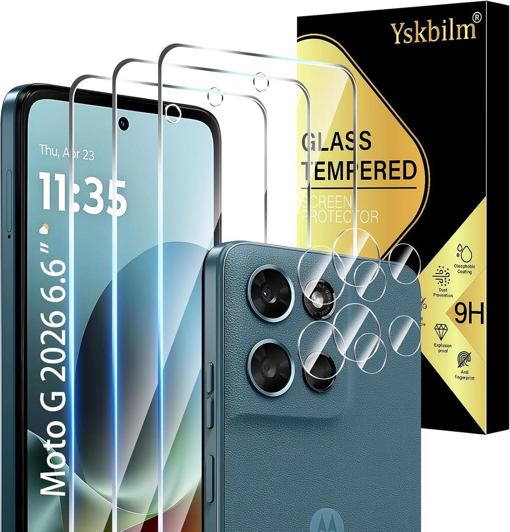(3+2 Pack) Designed for Motorola Moto G 5G 2026 & Moto G Play (2026) Tempered Glass Screen Protector + Camera Lens Protector,[3D Touch][Bubble-Free][Anti-Scratch]