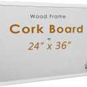 INNOVART White Cork Bulletin Board 36" X 24" with 10 Push Pins, Corkboard with White Wood Frame, Cork Notice Board Message Board, Framed Pin Board for Home, Office, School