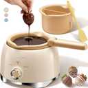 Chocolate Melting Pot Candy Melts Melter with 2 Insert Pots and Spatula, 4 Cups Capacity Warmer Machine, Ideal Dipping Tool Kitchen Supplies for Making Cake Pop Covered Strawberries Fondue (Cream White)