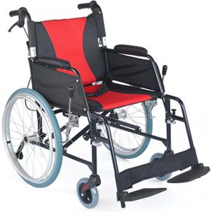 Medwarm Ultra Lightweight Foldable Wheelchair, Wheelchairs for Adults, Weights only 22 lbs, Portable & Transport Wheelchair with Handbrakes, Swing Away Footrests and Anti-tippers