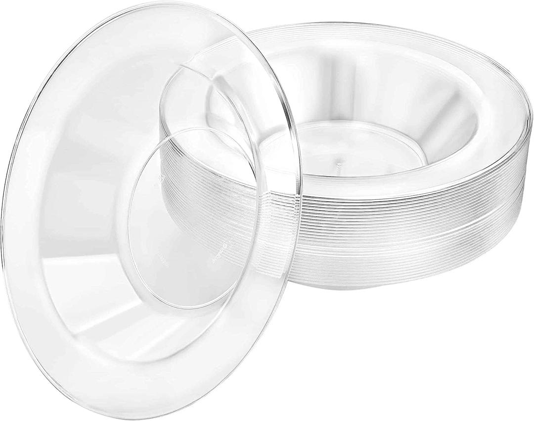 Lillian Tablesettings Premium Quality Heavyweight Plastic Bowls China Like. Wedding and Party Dinnerware Plastic Bowls 14 oz. Clear-Value Pack 30 Count