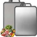 Stainless Steel Cutting Board for Kitchen, 2-in-1 Double Sided 304 Stainless Steel & Food-Grade PP for Chopping Meat/Vegetables, Non-Toxic, Easy to Clean Chopping Board, Kitchen Gifts 11.7"×15.7",1PCS