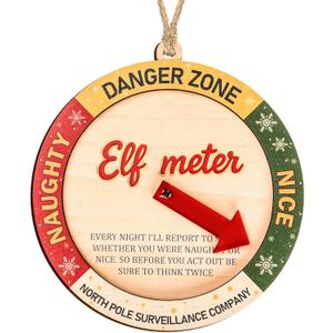 2 x Funny Elf Accessories Naughty or Nice Elf Meter Christmas Ornament 2026, Funny Xmas Decoration, Wooden Decor Gift for Kids, Family, Friend, White Elephant Gifts. Christmas Decorations