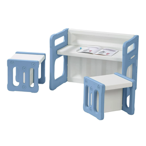 Kids Table and 2 Chairs Set, Montessori Weaning Table and Chairs for Toddlers Age 1-6, Plastic Activity Table for Reading/Eating/Playing, Gift for Boys & Girls