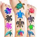 8 x Pre-Cut Turtle Temporary Tattoos - Under The Sea Creatures Ocean-Themed Stickers for Kids' Birthday Party Supplies, Decorations, Favors, and Prizes - Turtle Party Decorations