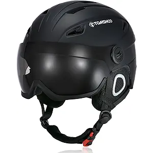 TOMSHOO Ski Helmet and Goggles Set Skateboard Helmet Adjustable Windproof Warm Detachable Liner Snow Winter Sports Helmet for Men Women (Black, Medium)