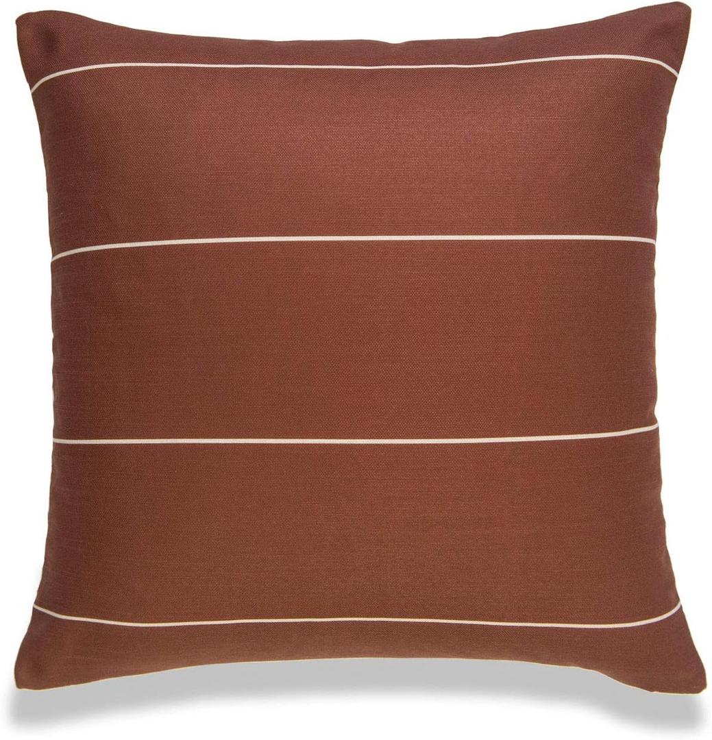 Hofdeco Modern Boho Decorative Throw Pillow Cover Only, for Couch, Sofa, Bed, Rust Stripes, 20"x20"