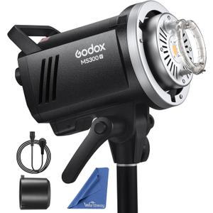Godox MS300V MS300-V Compact Studio Strobe Flash Light - 300W,GN58 0.1-1.8S Recycle Time,2.4G X System,Bowens Mount LED Modeling Lamp for Photographic Studio Portrait Shooting(MS300 Upgraded Version)