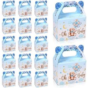 36 Pieces Bear Baby Shower Boxes Favor Treat Boxes Cute Paper Candy Cookies Decorations for Baby Shower Supplies Gender Reveal Bear Themed Birthday Party Decor(Blue)