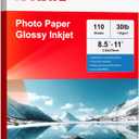 Thin Glossy Inkjet Paper 8.5x11 Inches, 110 Sheets brochure paper, 115gsm Photo Paper for Inkjet Printer with Dye Ink for Custom Chip Bag Party Favors (single-sided-30lb-110sheets)