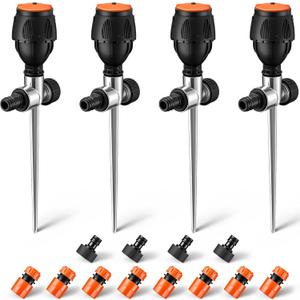 VIHOSE 4 Pack Flexible Gear Drive Sprinkler with Metal Spike Base Connectable Above Ground Sprinkler Watering System for Garden Plant Yard Lawn 360 Rotating Irrigation