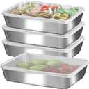 Stainless Steel Lunch Box 6-Pack,Stackable Snack Storage Boxes, Lid Food Container, Reusable Food Storage Container for Travel and Work, Dishwasher Safe, Freezer Safe