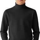LessonZoo Boy's Long Sleeve Turtleneck Shirt Solid Color Mock Neck Top Soft Stretch Base Layer Tee Warm Casual Basic T-Shirt (13-14 Years, Black)