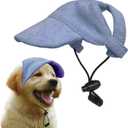 Dog Baseball Cap with Ear Holes, Adjustable Pet Hat Dog Cat Summer Beach Visor Hat, Sunbonnet for Puppy and Cat (Blue, Medium)