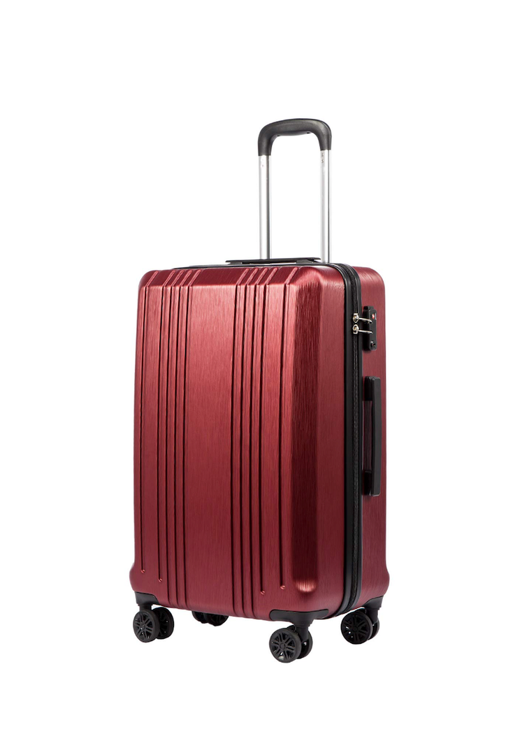 Coolife Luggage Suitcase PC+ABS with TSA Lock Spinner Carry on Hardshell Lightweight 20in 24in 28in (wine red, L(28IN))