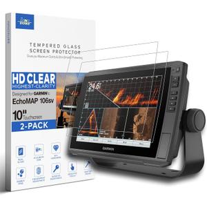 [2-PACK] Tempered Glass Screen Protector for Garmin EchoMAP Ultra 102SV 105SV 106SV, Ultra 2 102SV 105SV 106SV 10 Inch Fishfinder Touchscreen Accessories (HD Clear)