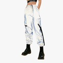 Women Rave Reflective Pants Sweatpants Trousers Dance Jogger Pants with Pockets for Casual Sport Party Festival S/M